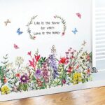 Aht94013 Garden Flowers Wall Decals Inspirational Quote Floral Wall Stickers Botanical Wall Art Living Room Bedroom Office - Image 4