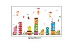 Wallpark Bunt Stadt Haus Gebäude Niedlich Bär Löwe Giraffe Affe Heißluft-Ballon Abnehmbare Wandsticker Wandtattoo, Kinder Kids Baby Hause Zimmer Kinderzimmer DIY Dekorativ Kunst Wandaufkleber - Image 5