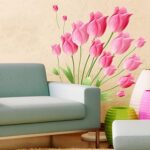 Ay601B Top of top store Heart Shaped Flower Butterfly Wall Stickers Home Decor PVC Art Mural for Baby Kids Girls Bedroom Kitchen Posters Pink Tulip Flowers - Image 3