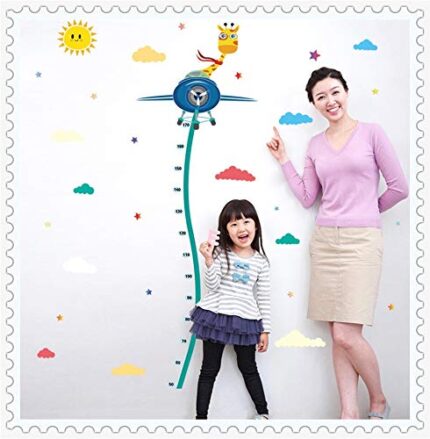 Gadgets Wrap Vinyl Giraffe Height Measurement Cartoon Wall Sticker for Kids Room Bedroom  size 50x70 sk7034