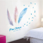 Wall Stickers Murals Living Room Bedroom Home Decoration Wall Sticker Feather Modern Wall Decals Poster Wallpaper size 50x70 xls7215 - Image 3