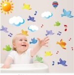 Sky Birds Sun Balloon Cloud Cartoon Wall Sticker For Bedroom Kid Sroom Kindergarten Room Decoration Poster Ay7265 50Cm*70Cm - Image 2
