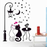 Cat Wall Sticker For Kids Room Lamp and Butterflies Stickers Decor Decals DM570099 - Image 4