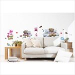 Novelty Set of Teddy Bears Lovely Bear Beautiful Decor Stylish Decoration Nursery Decal Decals Stickers Flowers Pink Baby Kids Home Modern Wall Decal Girl Flowers Living Room Bedroom size 50x70 xy8072 - Image 2