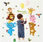 Xl8207 Hallobo® Wall Tattoo Baby Family Family Children's Zoo Monkey Elephant Giraffe Bear Parrot Hippo Wall Stickers