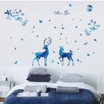 Wall Stickers & Murals Wall stickers-SK9181 Blue elk Silhouette Wall Stickers Nordic Style Bedroom Living Room Porch Removable Decorative Starlight Deer-Wall stickers-SK9181 - Image 5