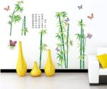 Mj9003 47 inches x 33 inches Chinese Poem Green Bamboo Flying Butterflies Peel and Stick Wall Decals Chinese Style Removable Vinyl Murals for Living Room Bedrooms Family Nursery Home Arts - Image 2