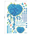Luckydog@wall Blue butterfly love flower clover living room wall stickers size 60x90  zy047 - Image 4