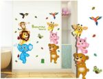 Xl8207 Hallobo® Wall Tattoo Baby Family Family Children's Zoo Monkey Elephant Giraffe Bear Parrot Hippo Wall Stickers - Image 3