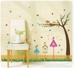 Wall Stickers TV Background wall-sk9085 Fence Birdhouse Fresh Home Living Room TV Background Wall Sticker - Image 4
