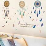 Dream Catcher Wall Decals Colourful Feather Wall Stickers Peel and Stick Removable Art Mural for Bedroom Kids Room Nursery Living Room Office Home Decoration size 60x90  xl8270 - Image 3