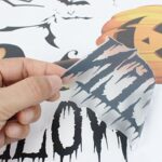 Unique Bargains Halloween Pumpkin Witch Moon Bat Pattern Wall Sticker Black - Image 6