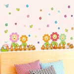 K2A Design Decorative Beautiful Multicolour Funny face Flowers Butterflies Flying Bees Wall Sticker for Home décor (PVC Vinyl Covering Area 116X54 cm) - Image 3