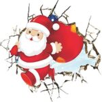 NC1370       Wall Stickers for Room Decor Cartoon Breaking Santa Claus Mural Art Home Decals Posters Kids Bedroom Xmas Decorations - Image 2