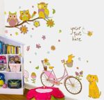 DIY Removable Tree Branches Cartoon Bicycle Flower Sheep Dog Owl Art Mural Vinyl Waterproof Wall Stickers Kids Room Decor Nursery Decal Sticker - Image 2