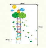 BIBITIME Green Leaves Ladder Height Chart Sun Sky Cloud Birds House Wall Decal Sticker Nursery Growth Charts Colorful Measurement for Kids Room Decor Art Mural (Minimum Scale: 90cm;Max:170cm) - Image 6