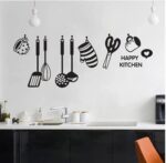 Kitchen Wall Stickers Design Cook Utensils Home Decoration Restaurant Refrigerator Self-Adhesive Vinyl Wall Decals size 57x22cm ay6017b