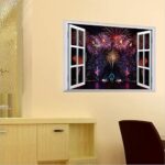 Creative 3D Aesthetic Romantic Fireworks Fake Window Living Room Bedroom Background Decoration can Remove Wall Stickers size 50x70 sk7019c - Image 4
