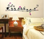 DM570024 love Birds Music Wall Sticker House Wall Sticker Removable Living Room Wallpaper Bedroom Kitchen Art Painting Sticks PVC Window Door Hanging and 3D Frog Car Sticker Gift - Image 3
