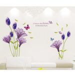 Cute 3D Purple Flowers Wall Sticker Art Mural Decal for Living Room Kitchen Desk Background size 70x50 xls7113 - Image 3