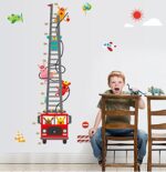 MJ8020 Fire Truck Wall Sticker Removable Height Sticker Cartoon Wall Decals Home Decor for Kids Room - Image 5