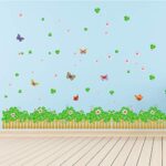 StickMe 'Garden Fence with Greenery, Butterlies and Flowers Wall Sticker' - SM1008 (PVC Vinyl - 200Cm X 80 cm) - Image 2