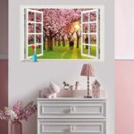 Wall Sticker ay9234e romantic sunset landscape cherry tree 3d fake window stickers wall decor wall stickers for kids rooms - Image 2