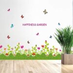 Wall Sticker Flower Grass and Butterflies Skirting Board Living Room Home Decor Removable Stickers - Image 2