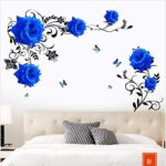 Mural Rose Vine Blue Large Lotus Wall Sticker Flower Room Decoration Aesthetic For Teens Living Room Tv Wall Bedroom Home Office Wallstickers   Gs8823a Size: 60x90cm - Image 5