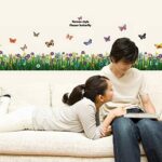 Amazingdeal365 Butterfly Grass Flower Stickers Removable DIY Vinyl Quote Wall Stickers for Nursery Nursery School Size:Approx.163cm x 50cm