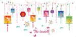 Cartoon Animals Wall Stickers Butterflies Flowers Trees Wall Decals Home Decor PVC Art Mural Baby Boys Girls Kids Bedroom Kitchen Room Decoration Wall Sticker (Colorful Chinese Lantern) size 50x70 xls7130 - Image 2
