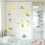 Sk7161 Cartoon diy wall sticker for kids rooms Sleeping Dreaming animals moon stars clouds decor bedroom window wardrobe door stickers-XSQ - Image 2