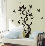 Black Leaves Flower Vine Butterflies Wall Decal Home Sticker ouse DecoratHion WallPaper Removable Living Dinning Room Bedroom Kitchen Art Picture Murals DIY Stick Girls Boys kids Nursery Baby Playroom Decoration - Image 4