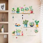 HEUREKA Cactus Potted Plants Bedroom Living Room Décor Waterproof Wall Sticker size (50 CM X 70 CM) hm71007