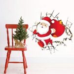 NC1370       Wall Stickers for Room Decor Cartoon Breaking Santa Claus Mural Art Home Decals Posters Kids Bedroom Xmas Decorations - Image 3