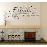 Family Where Life Begins Love Never Ends with Flowers and Butterfly Vinyl Removable Wall Quote Sticker Decal (Black) - Image 5