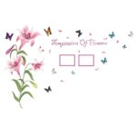 Baby Boy's Lily Flowers Photo Frame Butterflies Petals Wall Decal One Size Pink - Image 2