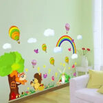 Happy Wall Sticker Landscape With Animals XL Squirrel Bird Rainbow Mill - For Children's Room / Baby Room size 60x90 ay241ab - Image 6