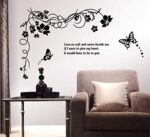 Butterfly Wall Sticker Black Vinyl Wall Art Floral Wall Paper PVC Removeable Wall Decor AY-817 - Image 4