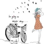 Cycling girl bedroom living room background character wall sticker MJ7008 - Image 2