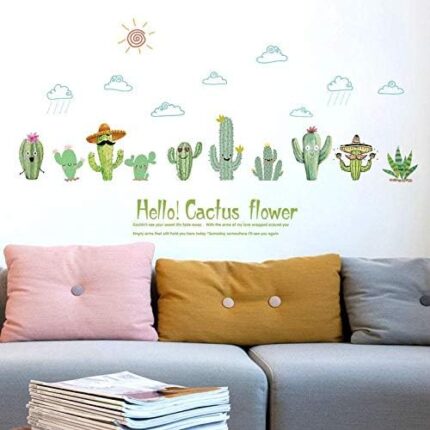 Cactu plant cartoon DIY wall stickers for Kids room Bedroom Kindergarten Eco-friendly Art Decals Murals Brand: Other