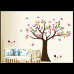 Colorful Tree Owls Wall Decal Butterflies Birds Home Sticker Paper Removable Living Dinning Room Bedroom Kitchen Art Picture Murals DIY Stick Girls Boys Kids Nursery Baby Playroom Decoration size 60x90 df5084 - Image 3