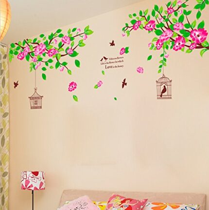 Asmi Collection Wall Stickers Wall Decals Summer Tree Cage Flowers AY1916A