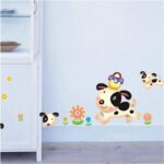 Happy Dogs and Flowers Leaves Wall Decal Home Sticker Ay7036 - Image 2