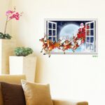 HOMFLON Xh7229 Christmas Sticker Cartoon Christmas Deer Santa 3D Wall Art Stickers Removable - Image 3