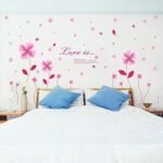 Color rosa flores mariposas vinilo de pared para el hogar papel adhesivo extraíble Living comedor dormitorio Cocina murales arte imagen DIY Stick Niñas Niños Kids Nursery Baby sala de juegos decoración size 50x70 xl7057 - Image 5