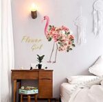 Sk7166 Flamingo Vector Wall Decal Peel and Stick Animals Wall Decals Decorative Wall Mural Wallpaper for Bedroom Bathroom Pink - Image 2
