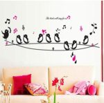 Good Life The Bird Will Sing for Us Birds Sing on A Line Music Wall Decor Decal Sticker Black wall sticker size 50x70 ay7019