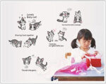 JAAMSO ROYALS Cute Cartoon Cats Design Vinyl Self Adhesive Peel and Stick Wall Sticker for Wall Decor and Home Decor AY7054 - Image 4