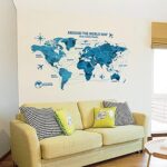 Waterproof 3d blue world map wall stickers office rooms decals decor wall art bedroom for Xh0960home decorations wall decals - Image 5